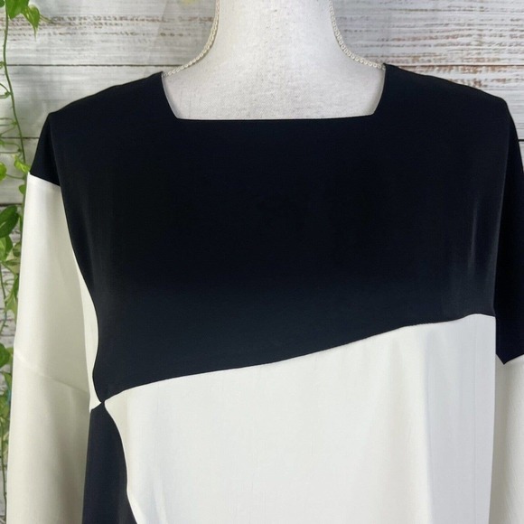 Ever Sassy Tunic Top sz Extra Small Black Ivory Lagenlook Wedding Church Modest - Picture 6 of 11